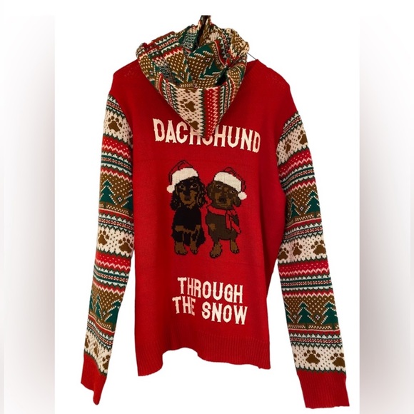 Self esteem Christmas Dachshunds sweater and scarf set Size Large.Beautiful. - Picture 1 of 10